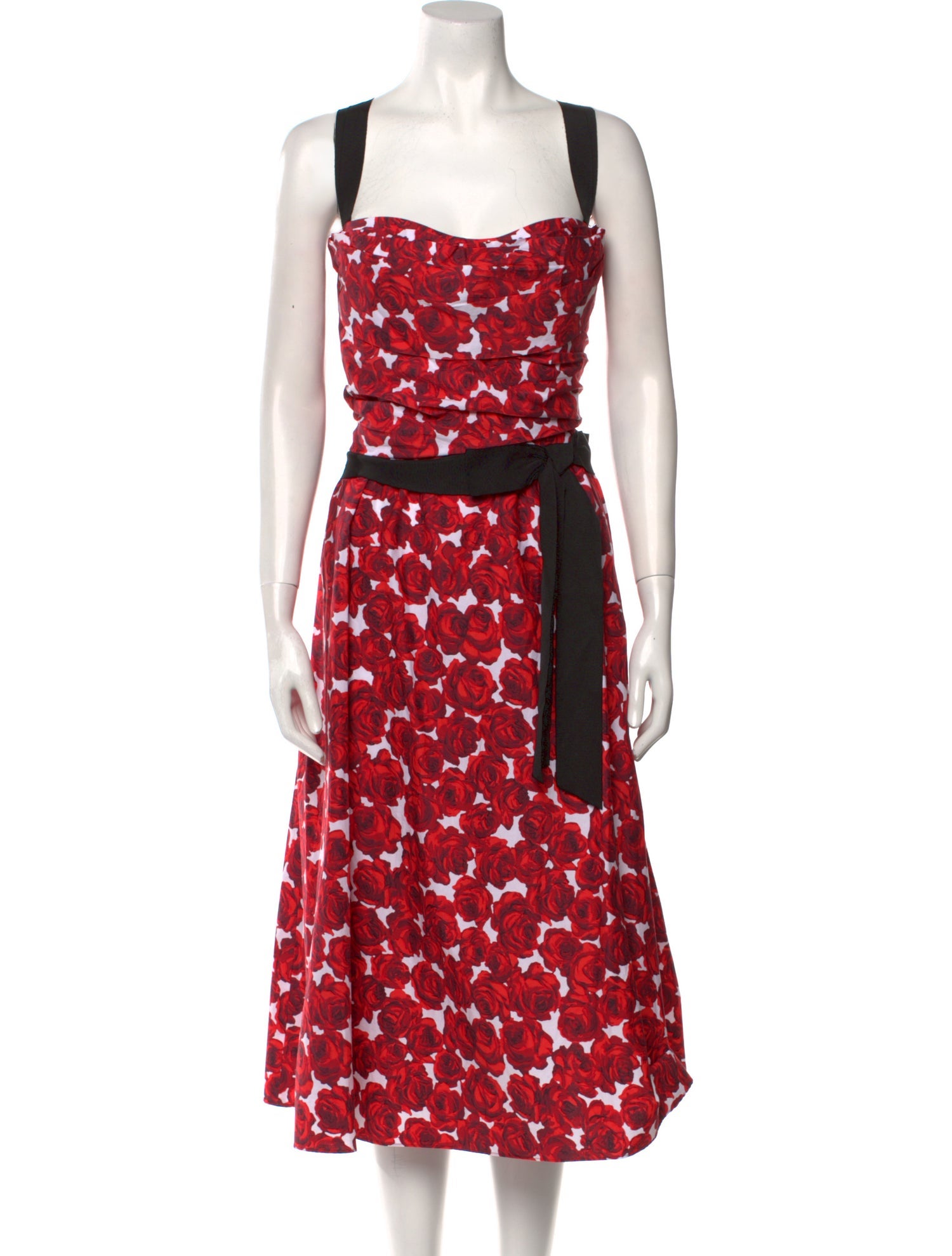 Carolina Herrera Floral Print Long Dress w/ Tags - Red Dresses