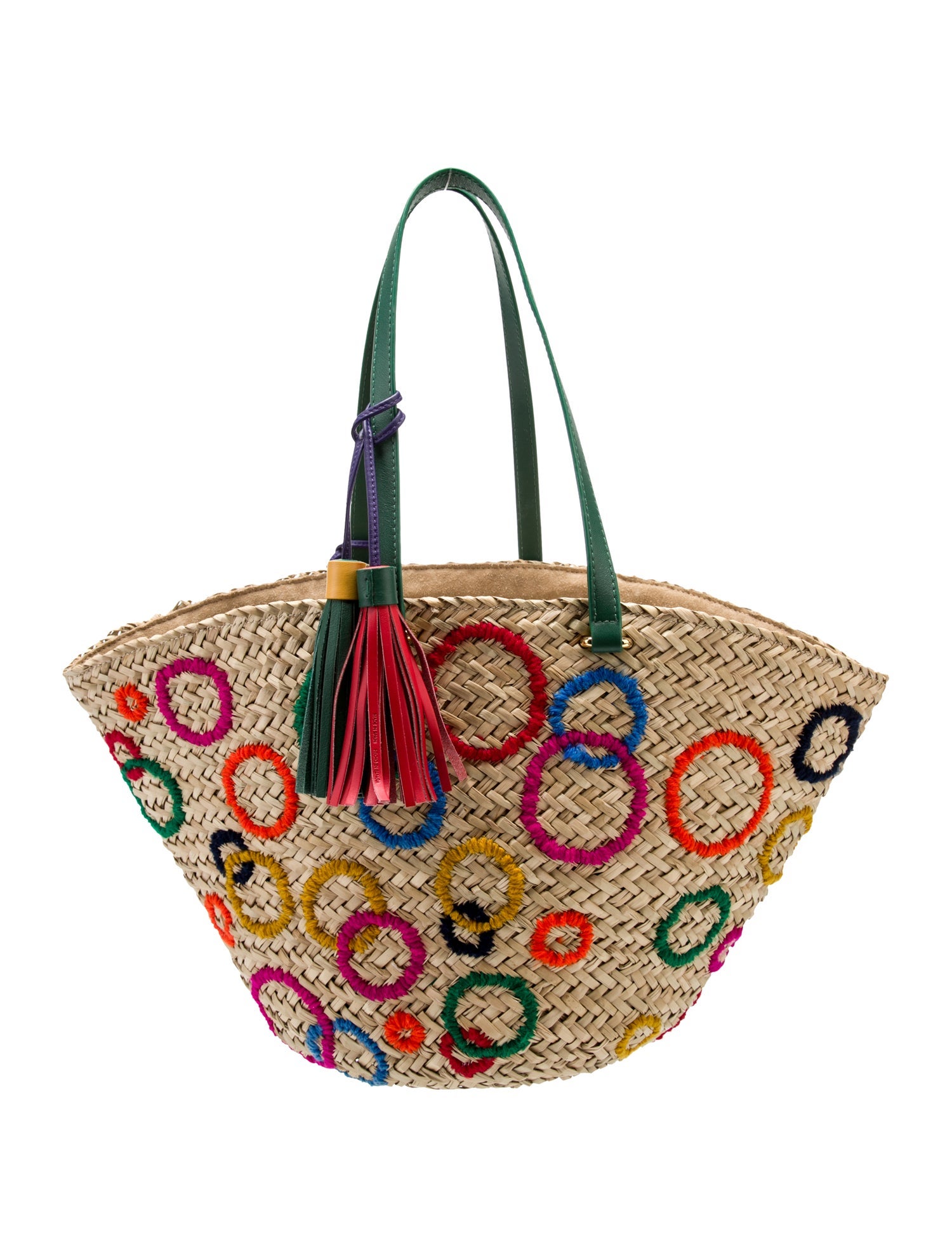 CH Carolina Herrera Straw Embroidered Tote Neutrals Totes, Handbags