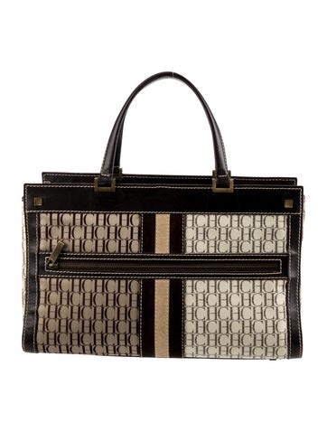Carolina Herrera Totes Canvas Leather-Trimmed Bag