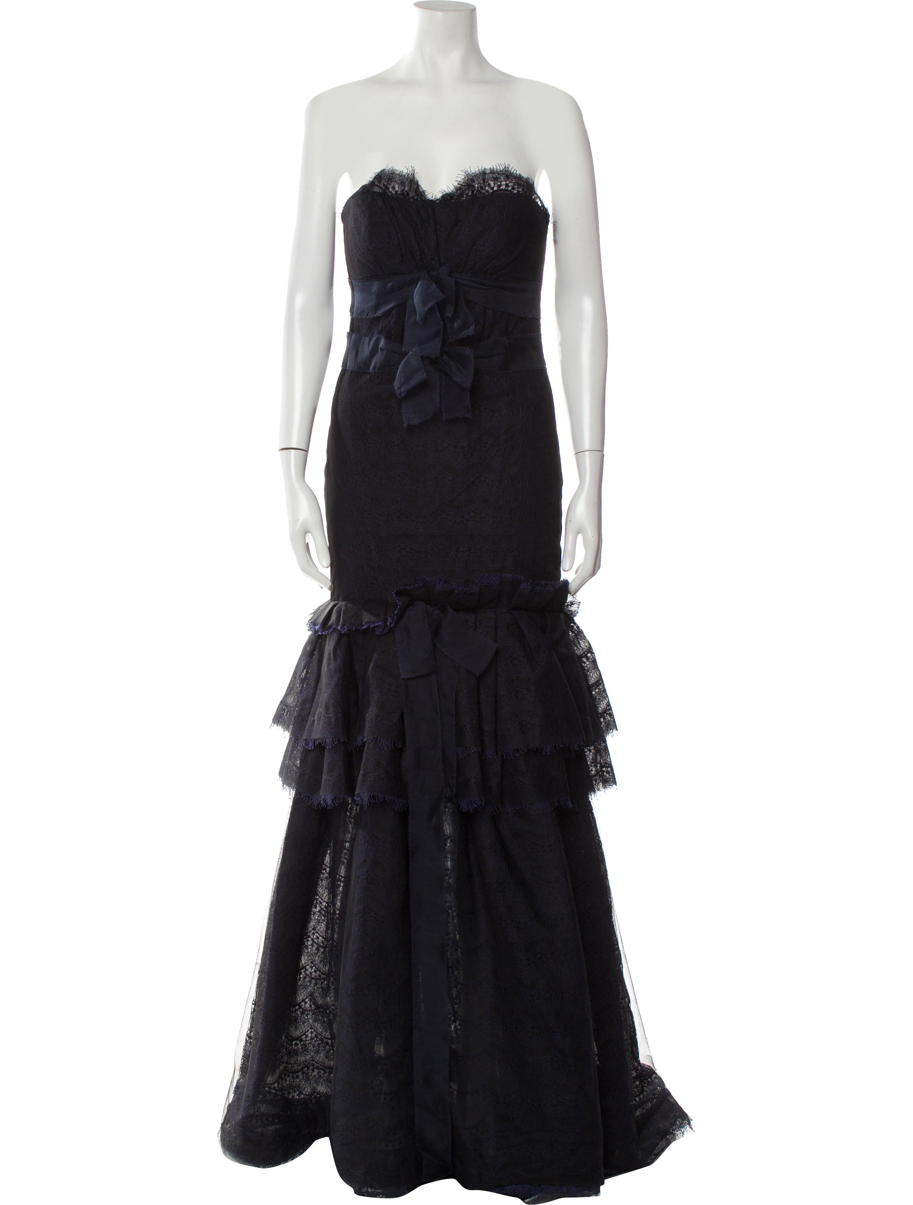 Carolina Herrera Strapless Long Dress - Blue Dresses, Clothing