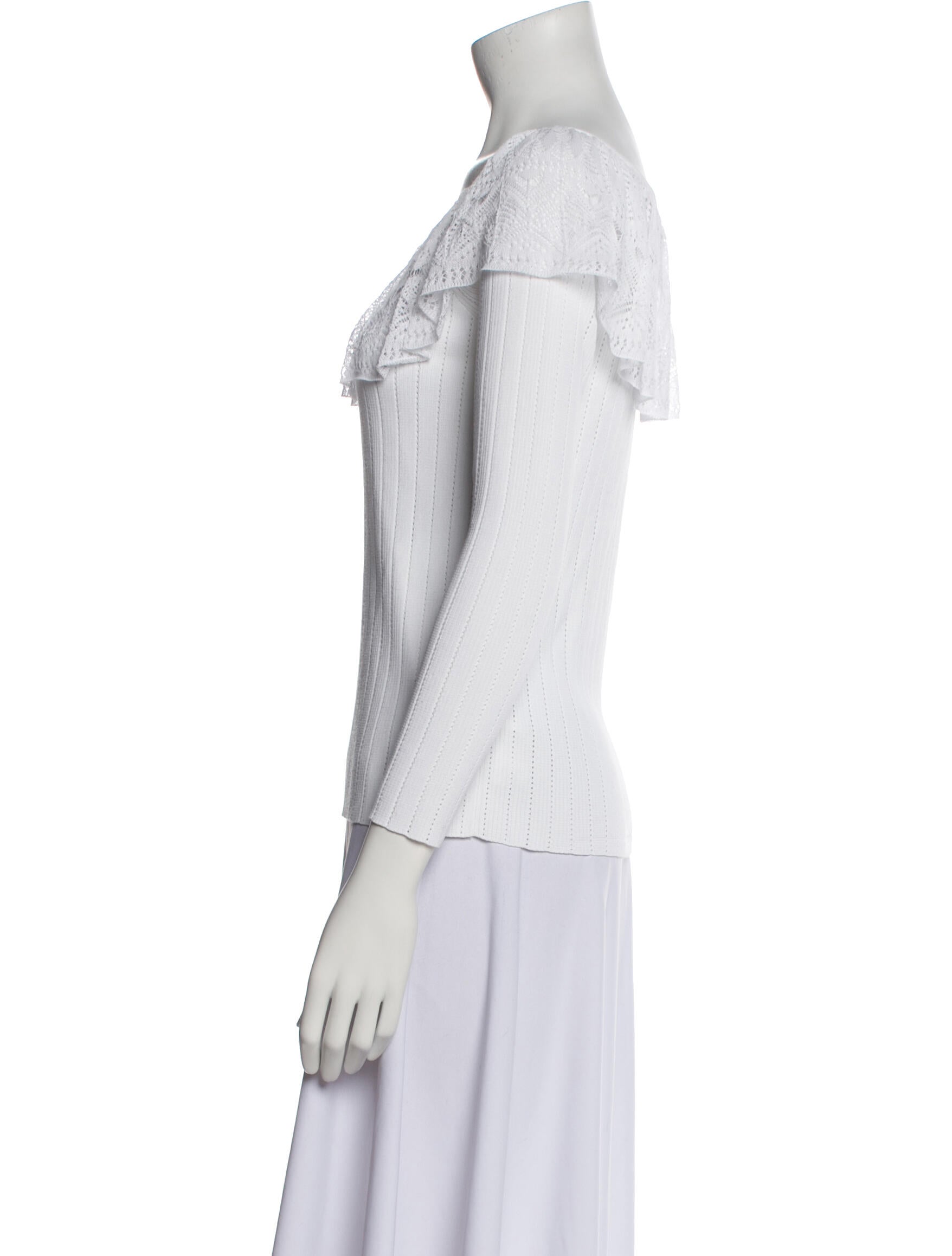 Carolina Herrera Scoop Neck Three-Quarter Sleeve Blouse