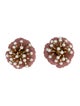 Carolina Herrera Faux Pearl & Enamel Flower Stud Earrings