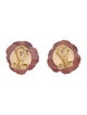 Carolina Herrera Faux Pearl & Enamel Flower Stud Earrings