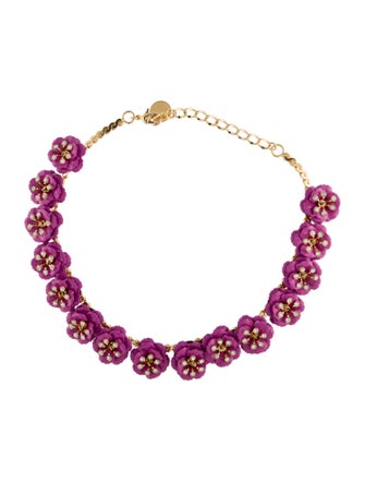 Carolina Herrera Enamel & Crystal Flower Necklace