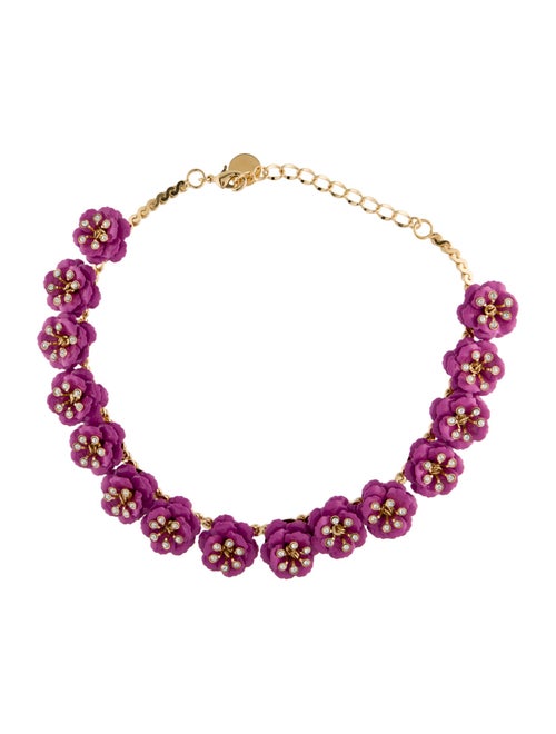 Carolina Herrera Enamel & Crystal Flower Necklace