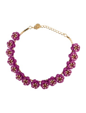 Carolina Herrera Collar Enamel & Crystal Flower Necklace