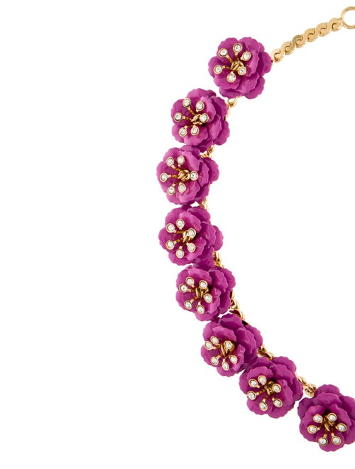 Carolina Herrera Enamel & Crystal Flower Necklace