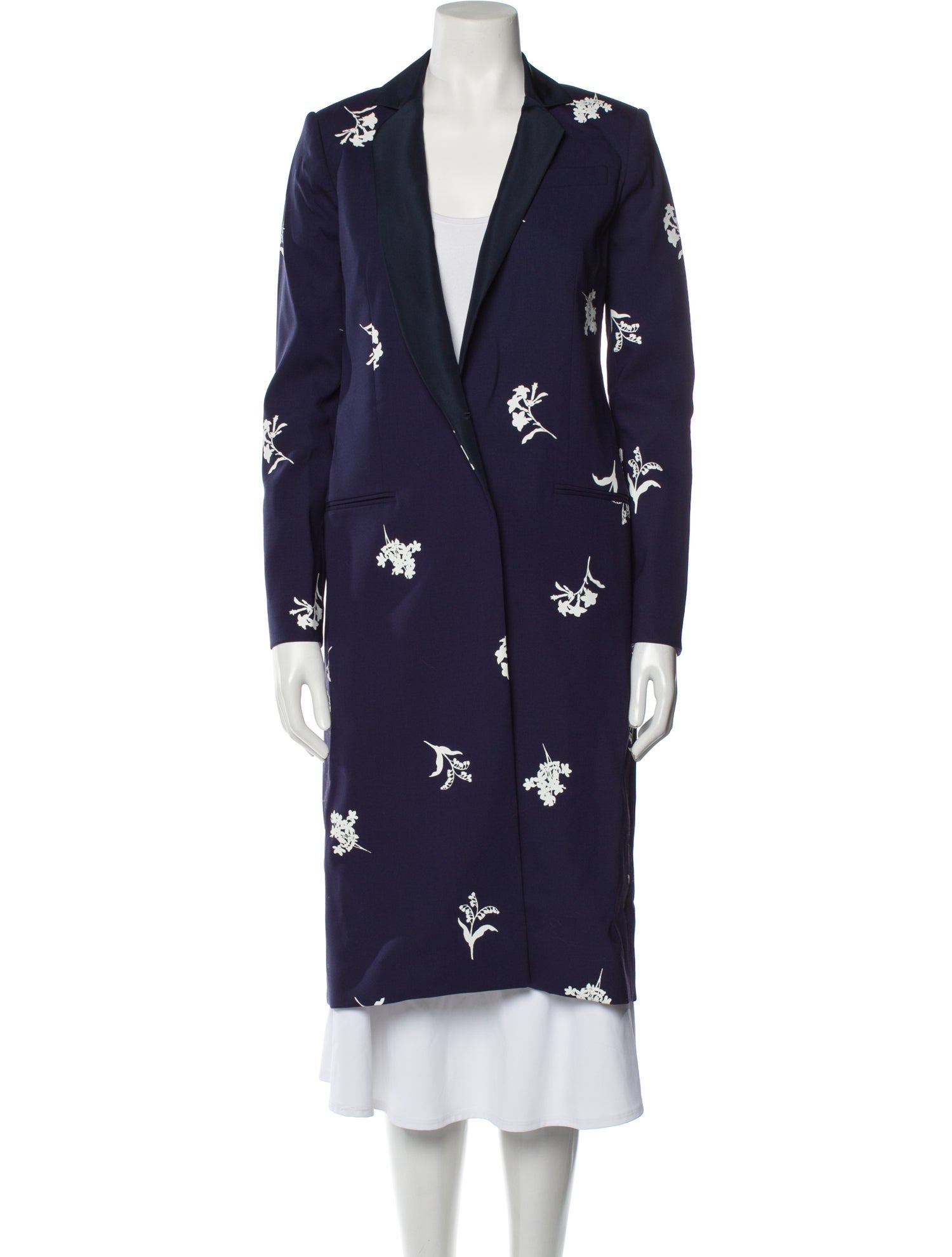 Carolina Herrera Virgin Wool Floral Print Coat