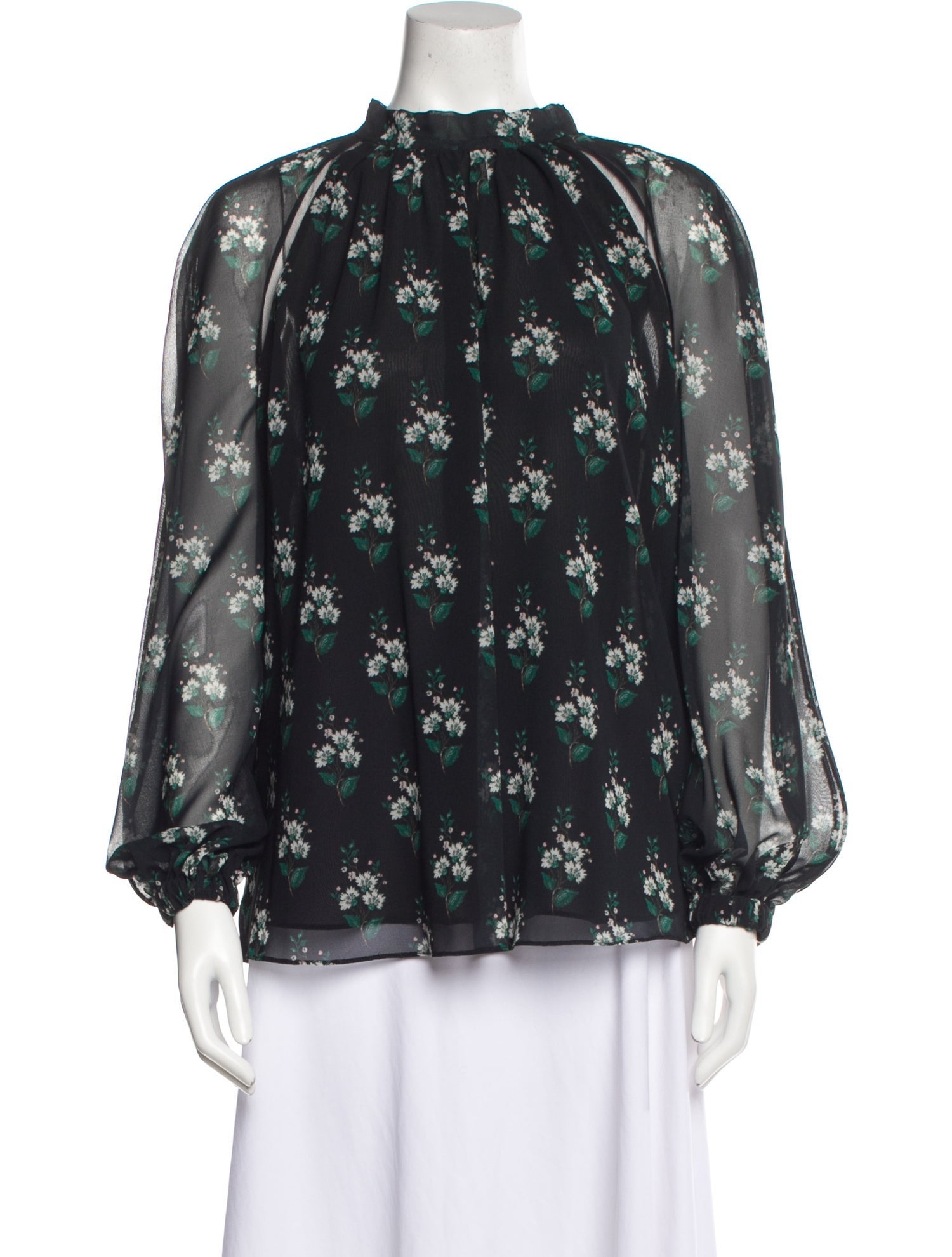 Carolina Herrera Floral Print Mock Neck Blouse w/ Tags