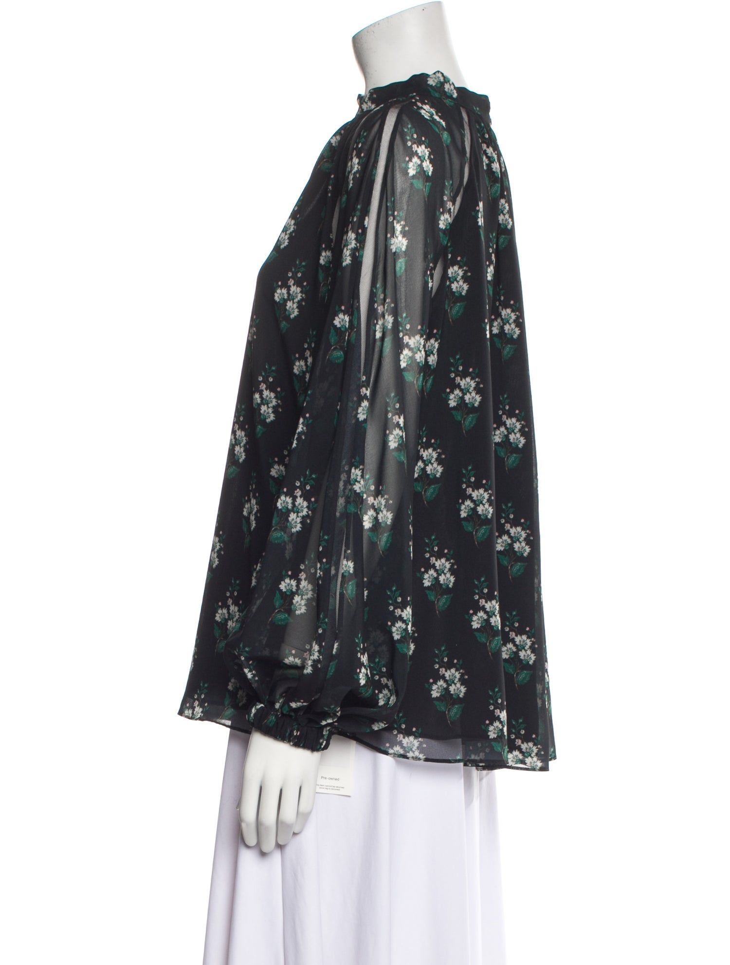 Carolina Herrera Floral Print Mock Neck Blouse w/ Tags