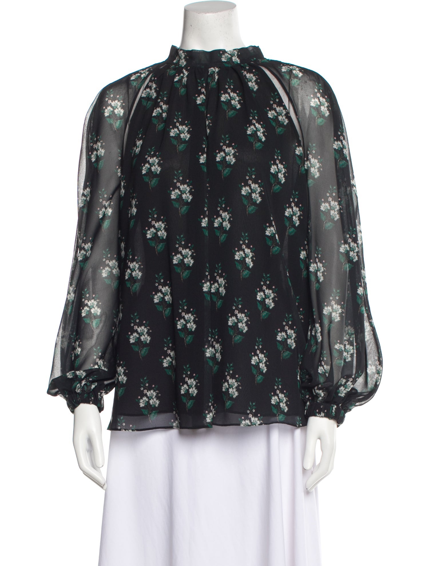 Carolina Herrera Floral Print Mock Neck Blouse w/ Tags