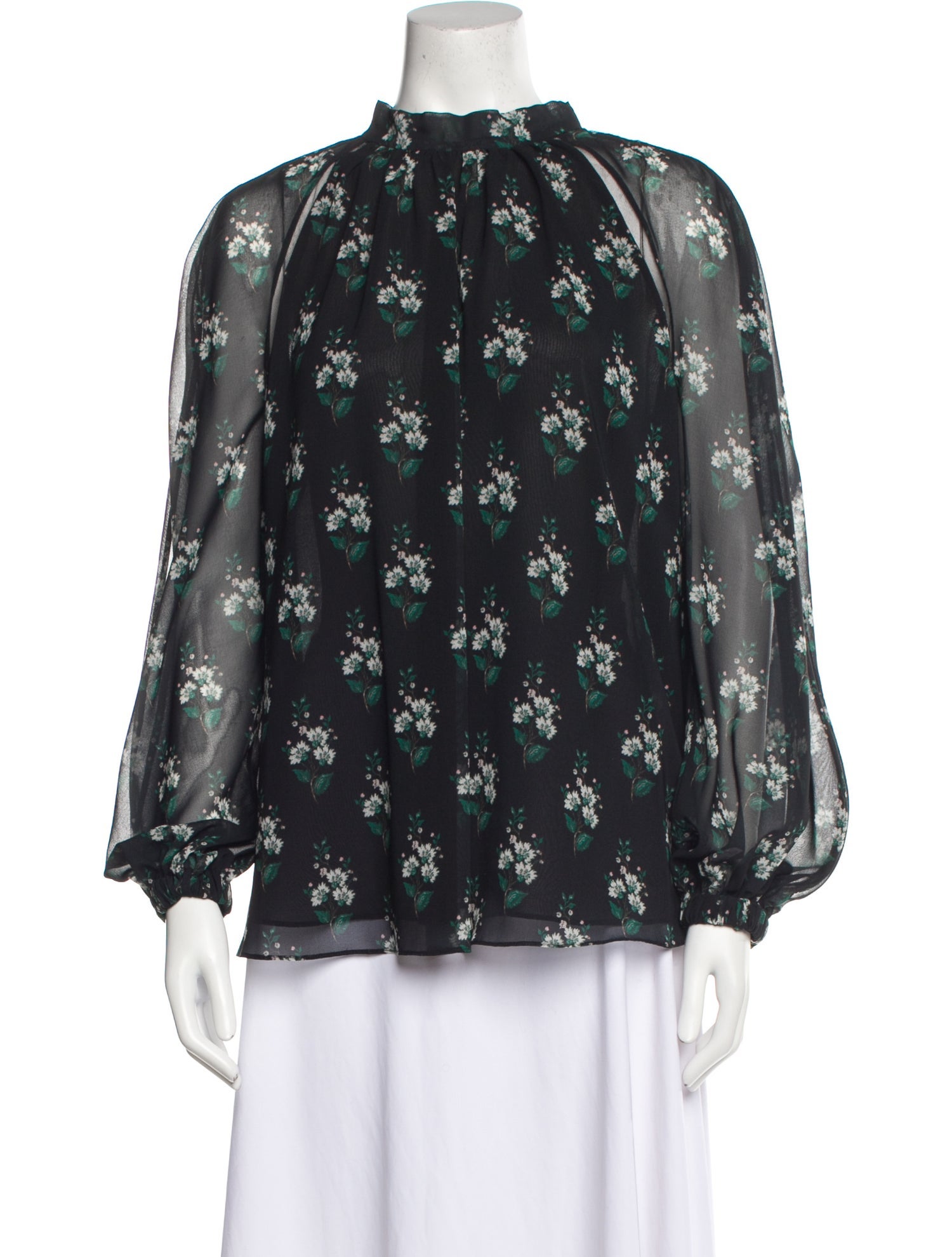 Carolina Herrera Floral Print Mock Neck Blouse w/ Tags