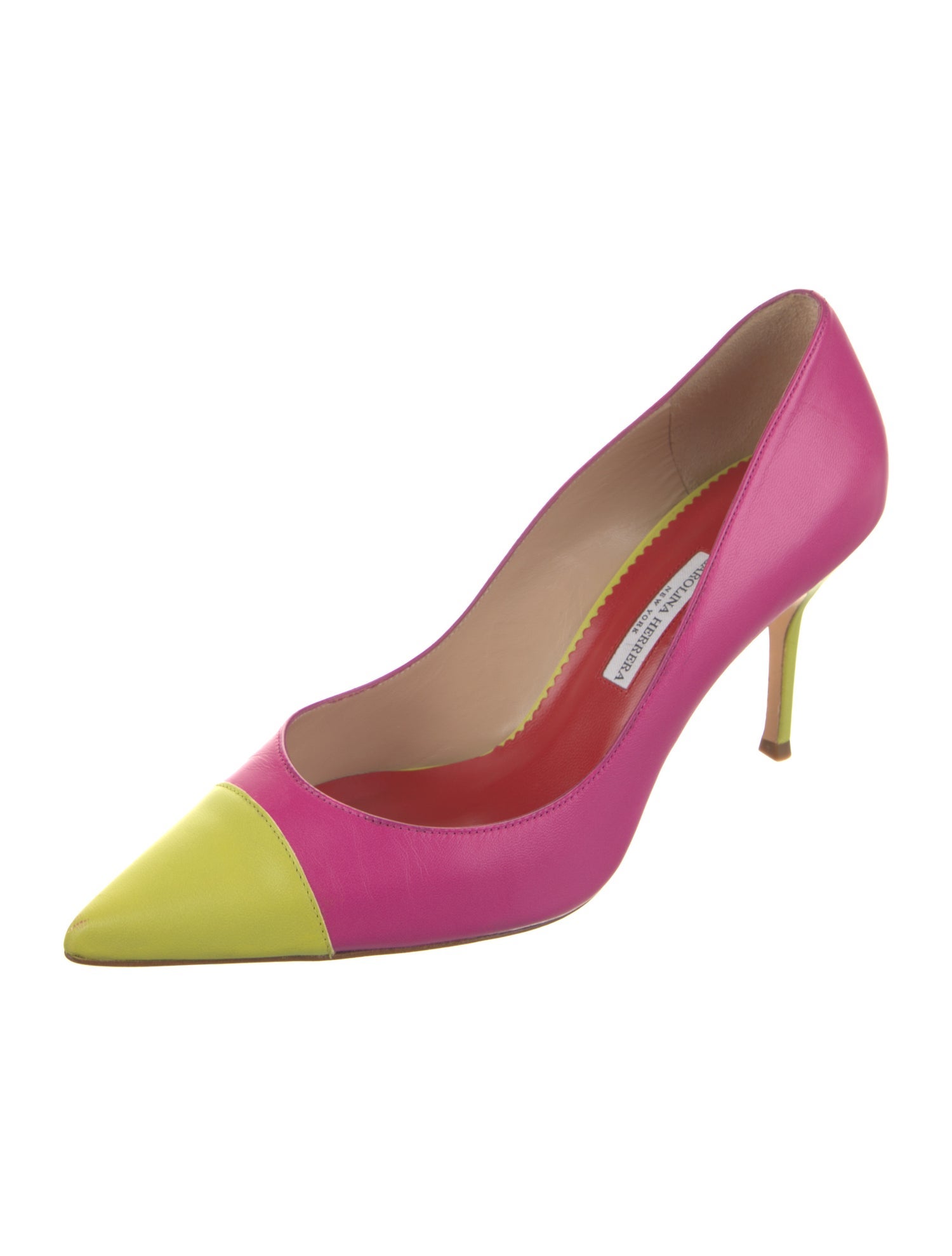 Carolina Herrera Leather Colorblock Pattern Pumps