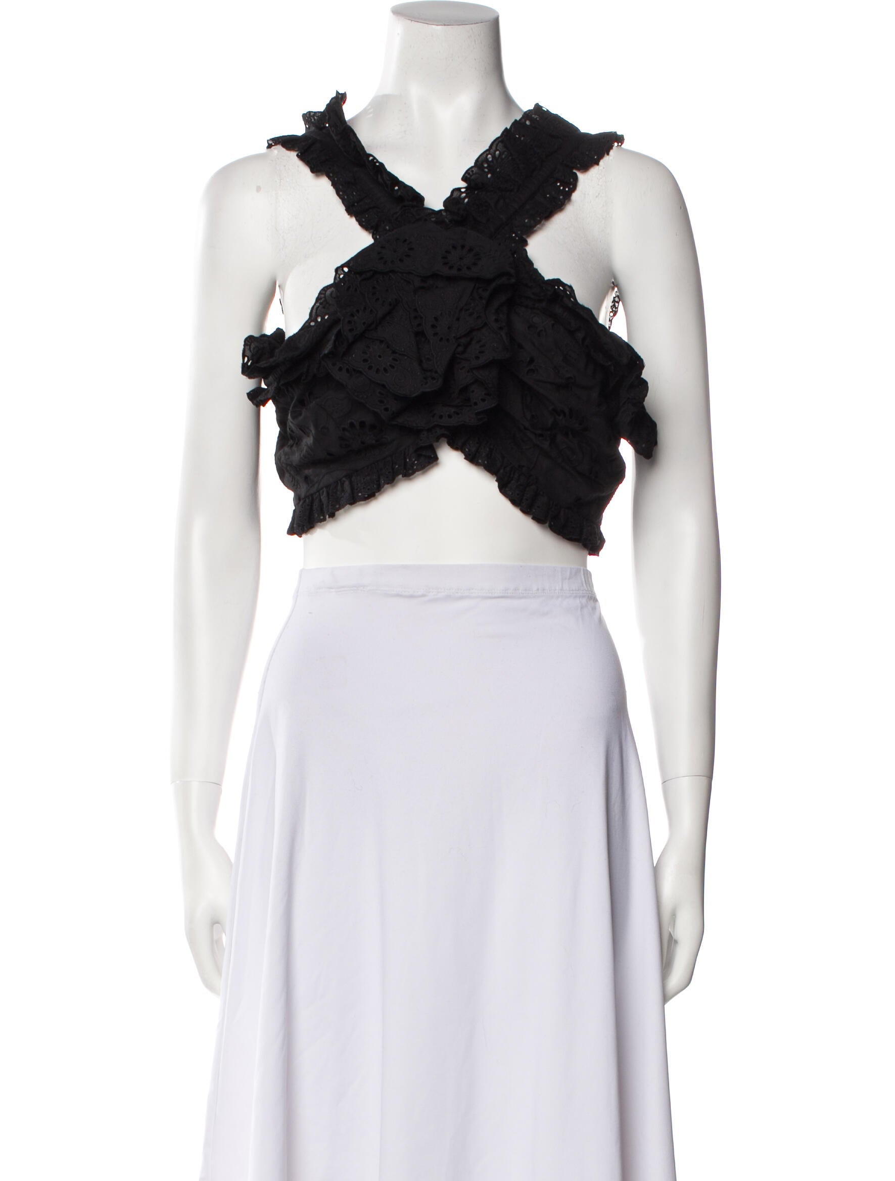 Carolina Herrera V-Neck Sleeveless Crop Top w/ Tags