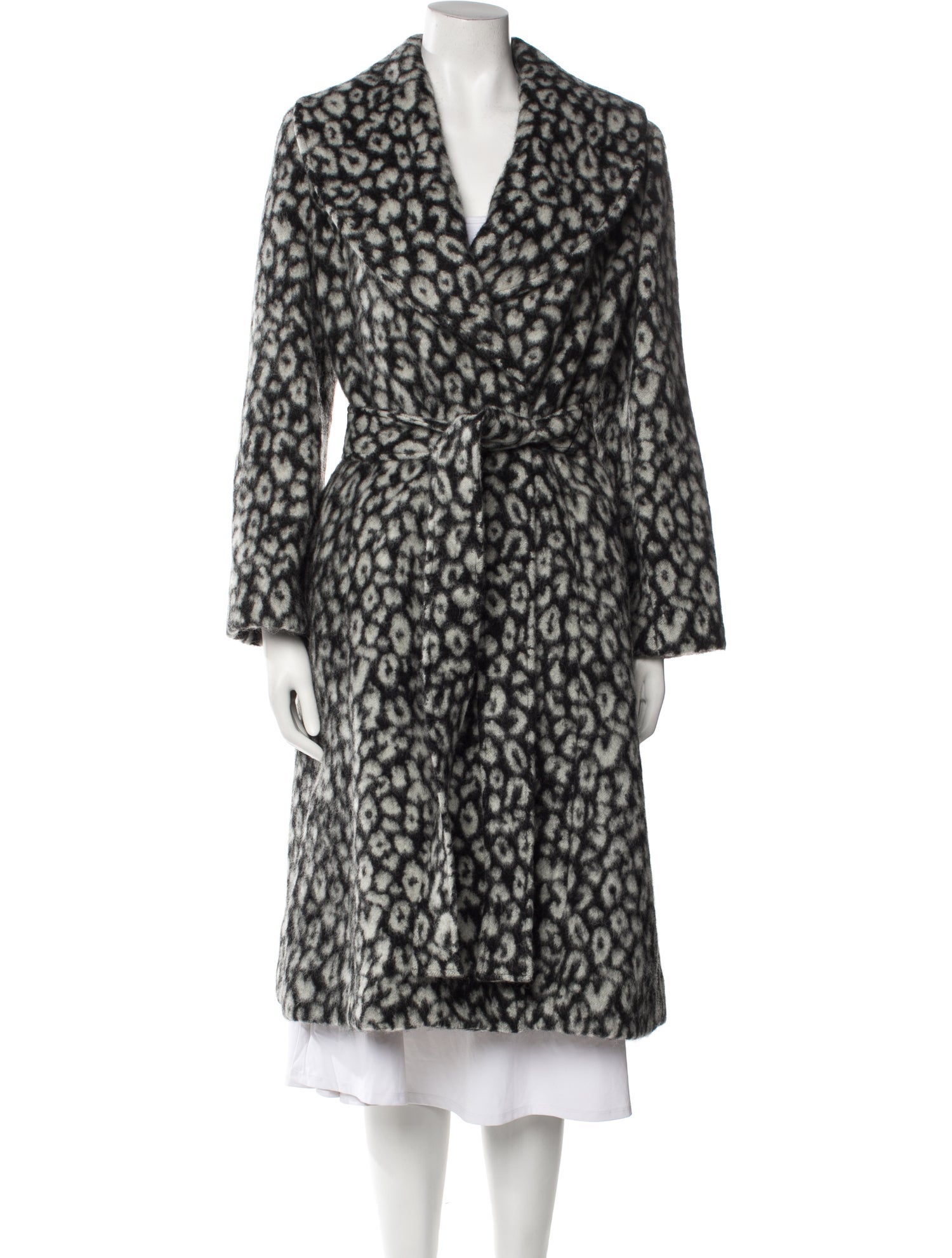 Carolina Herrera Virgin Wool Printed Faux Fur Coat w/ Tags