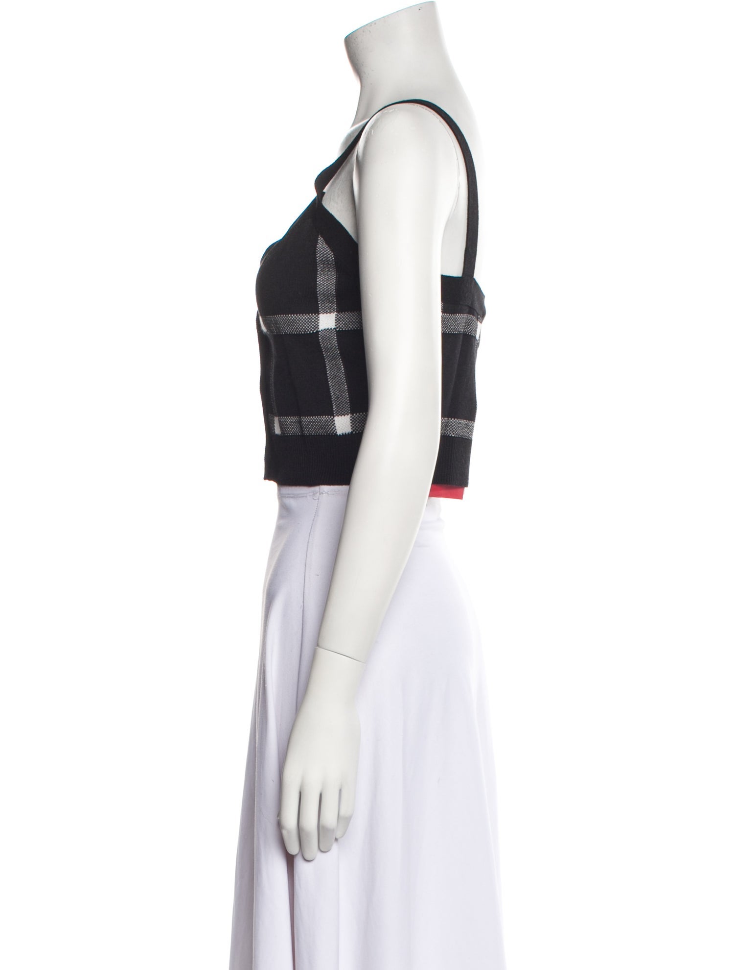 Carolina Herrera Plaid Print V-Neck Crop Top w/ Tags