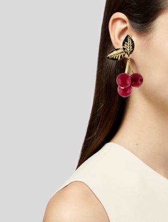 Carolina Herrera Cherries Cluster Drop Earclip Earrings