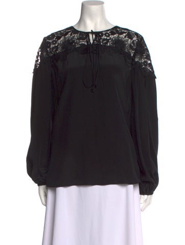 Carolina Herrera Tops Silk Tie Neck Blouse L