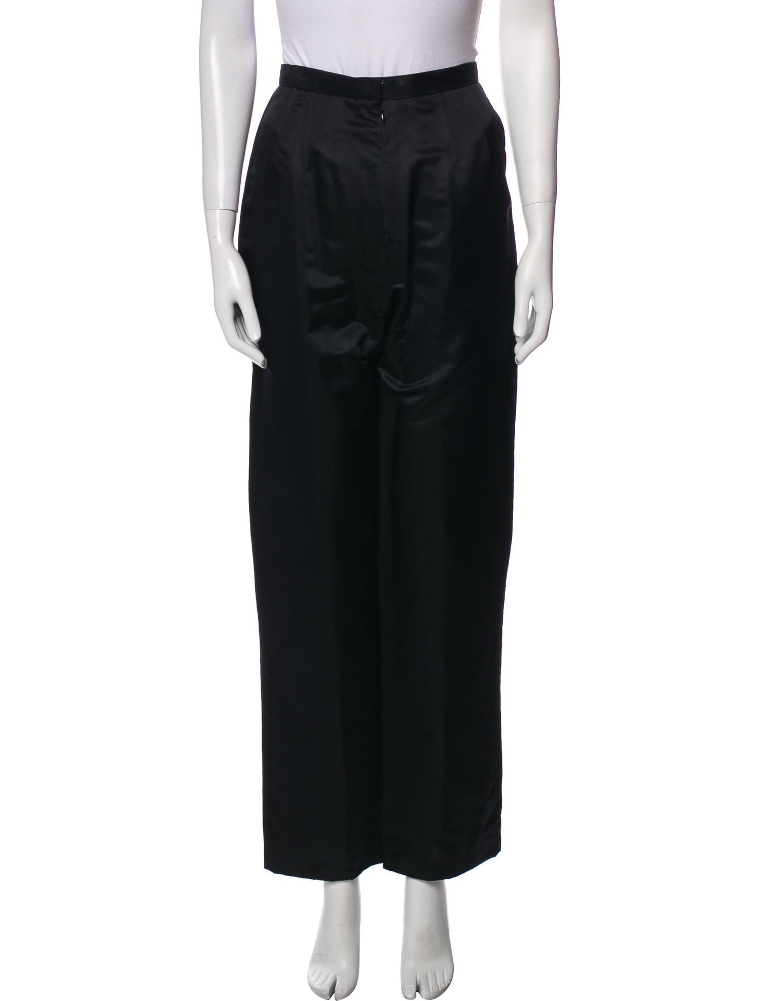 SS25【TOTEME】Black Recycled Wool Wide Leg Trousers Wide knit trousers black – TOTEME