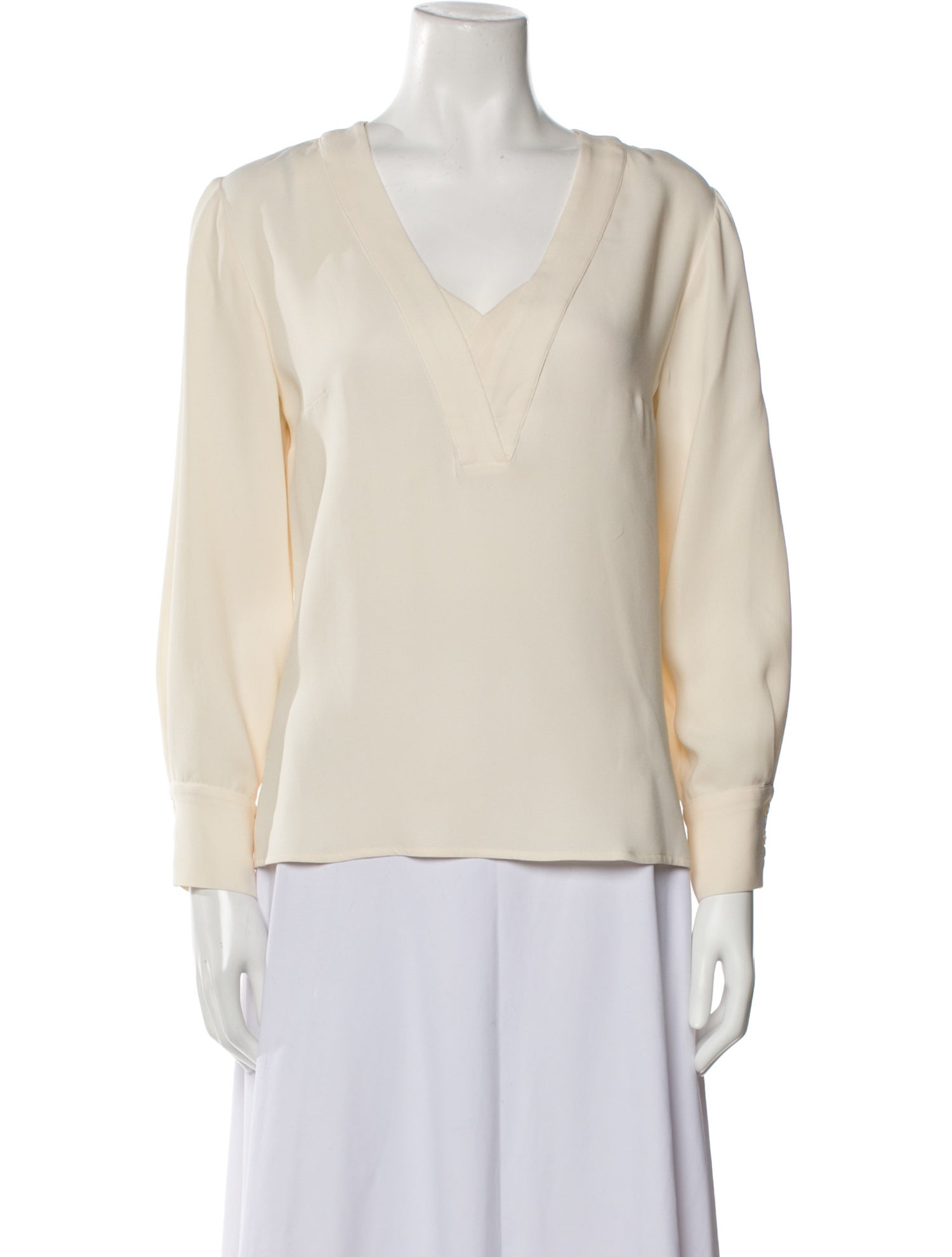 Carolina Herrera V-Neck Long Sleeve Blouse