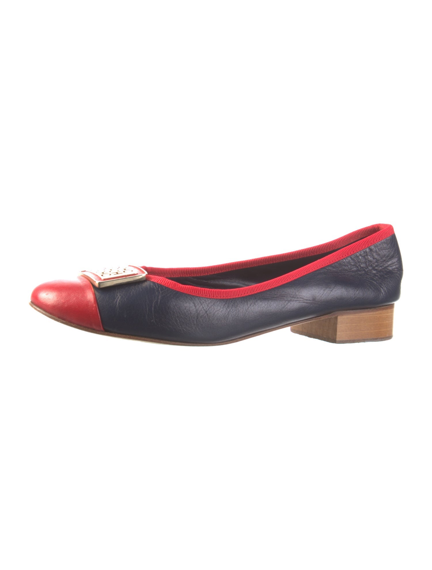 Carolina Herrera Leather Colorblock Pattern Ballet Flats