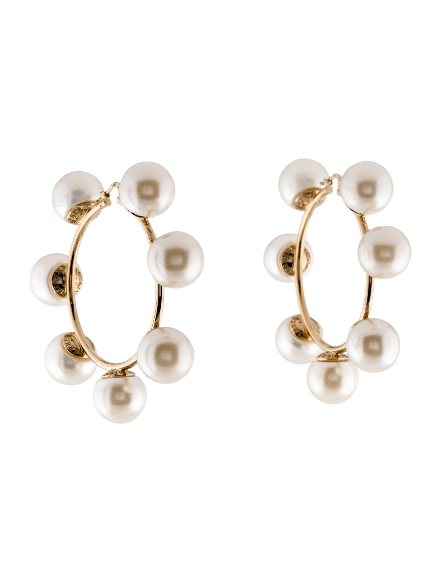 Carolina Herrera Faux Pearl Hoop Earrings