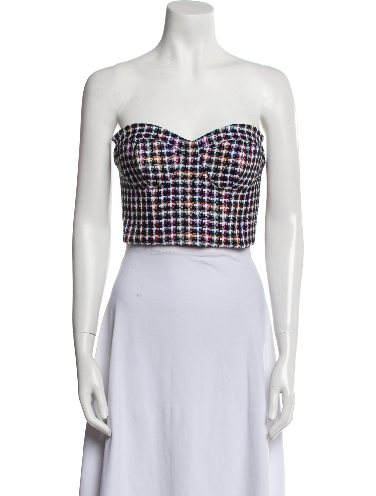 Carolina Herrera Plaid Print Strapless Crop Top w/ Tags