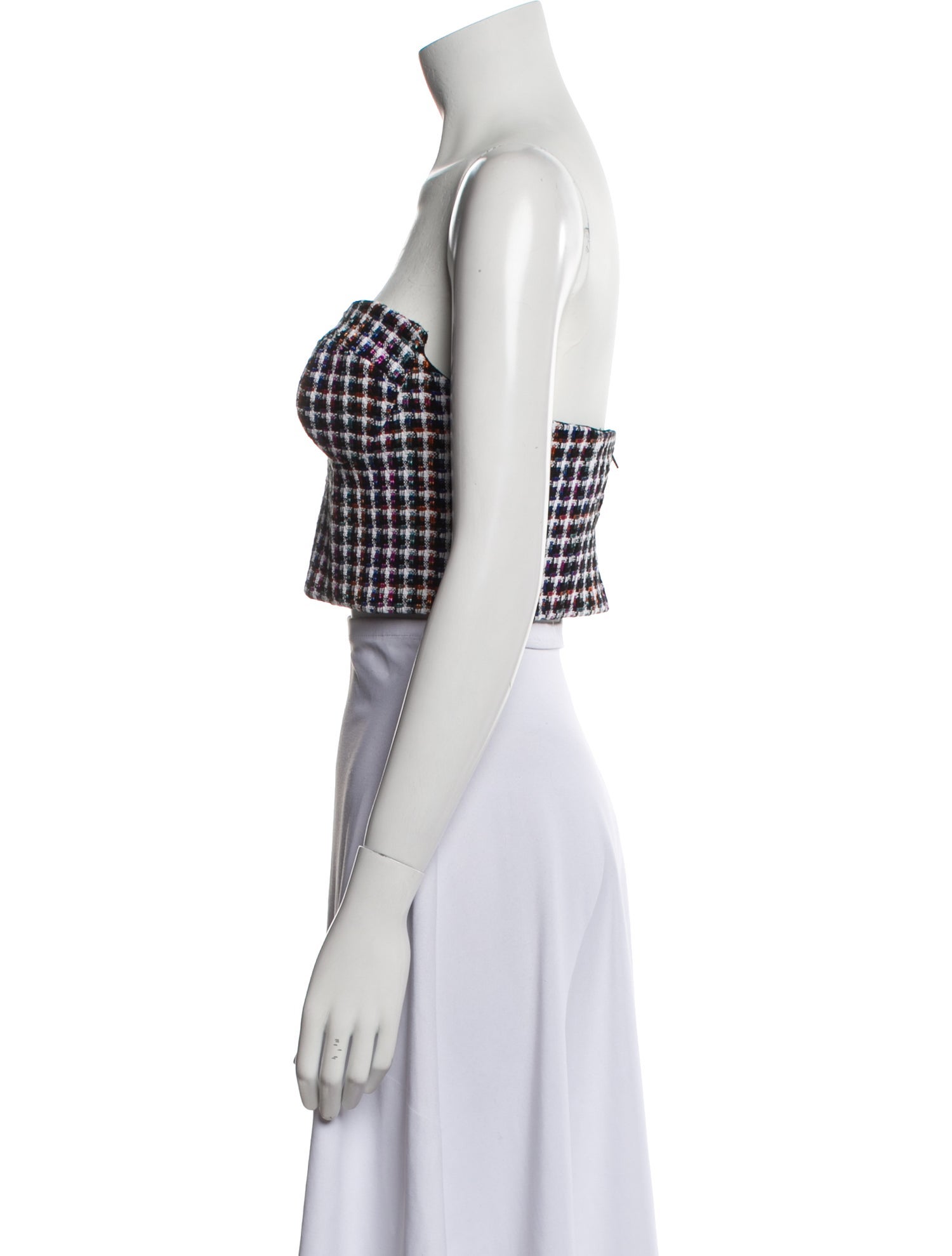 Carolina Herrera Plaid Print Strapless Crop Top w/ Tags