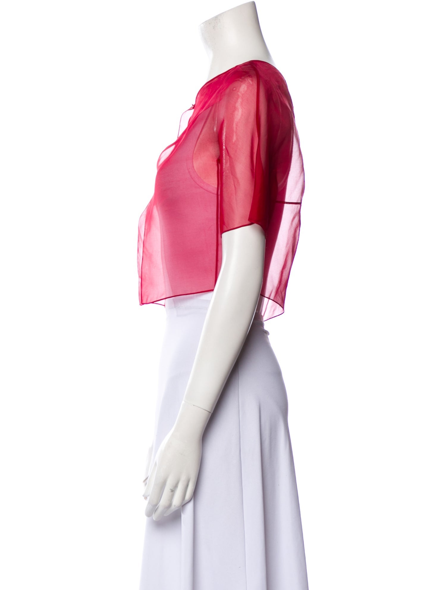Carolina Herrera Silk V-Neck Crop Top