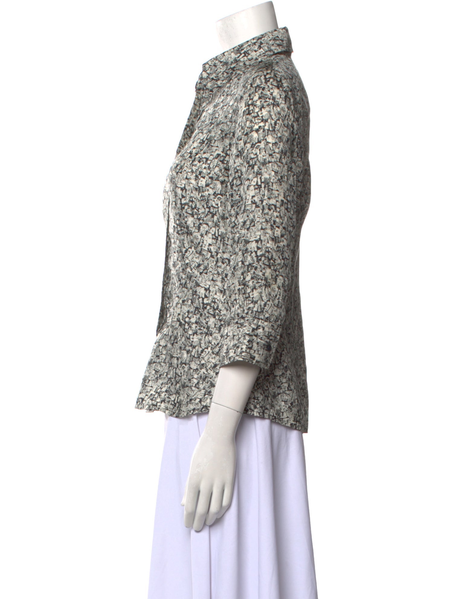 Carolina Herrera Silk Printed Button-Up Top