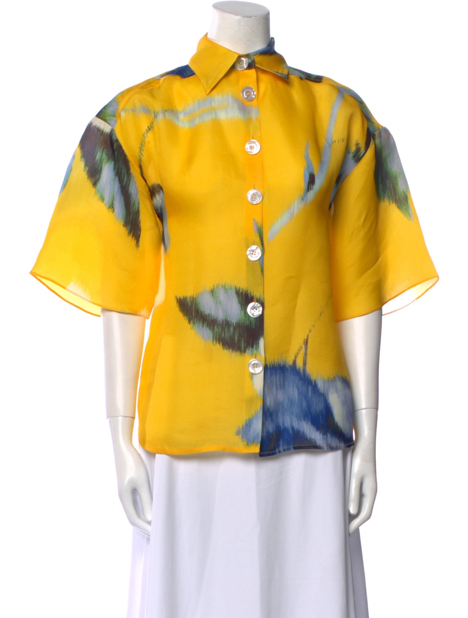 Carolina Herrera Silk Printed Button-Up Top