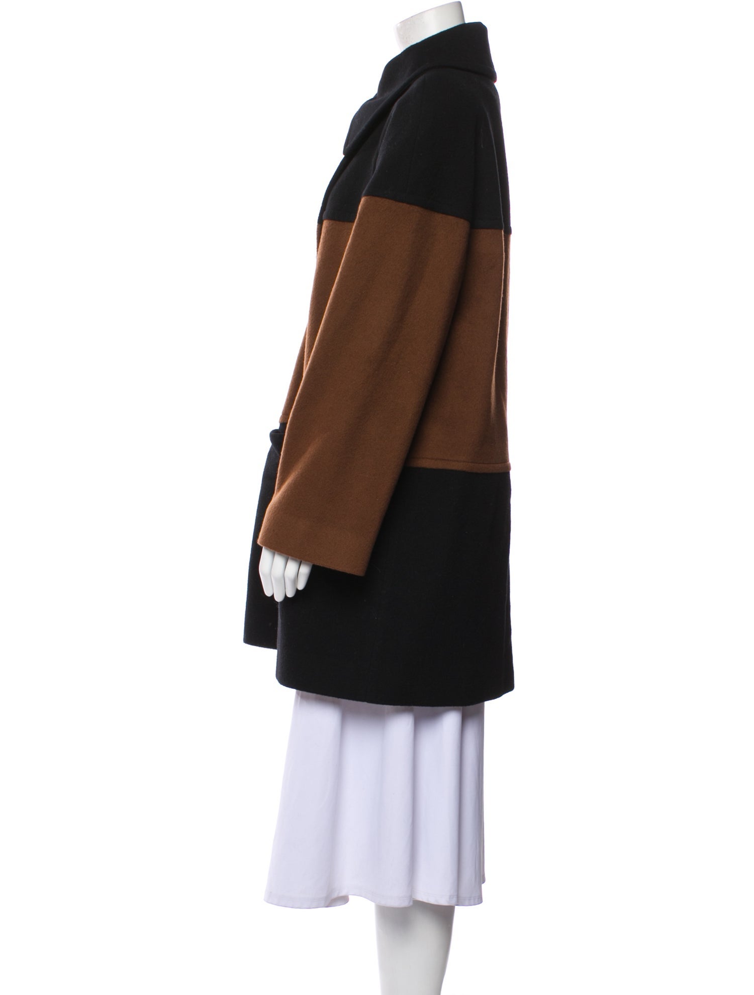 Carolina Herrera Wool Colorblock Pattern Peacoat