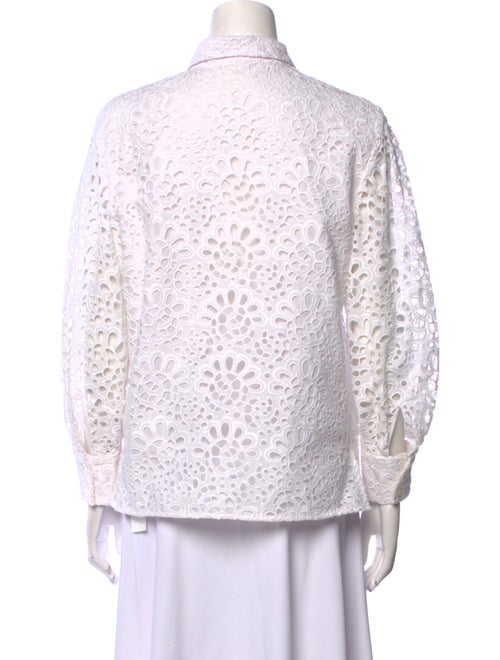 Carolina Herrera Lace Pattern Long Sleeve Button-Up Top