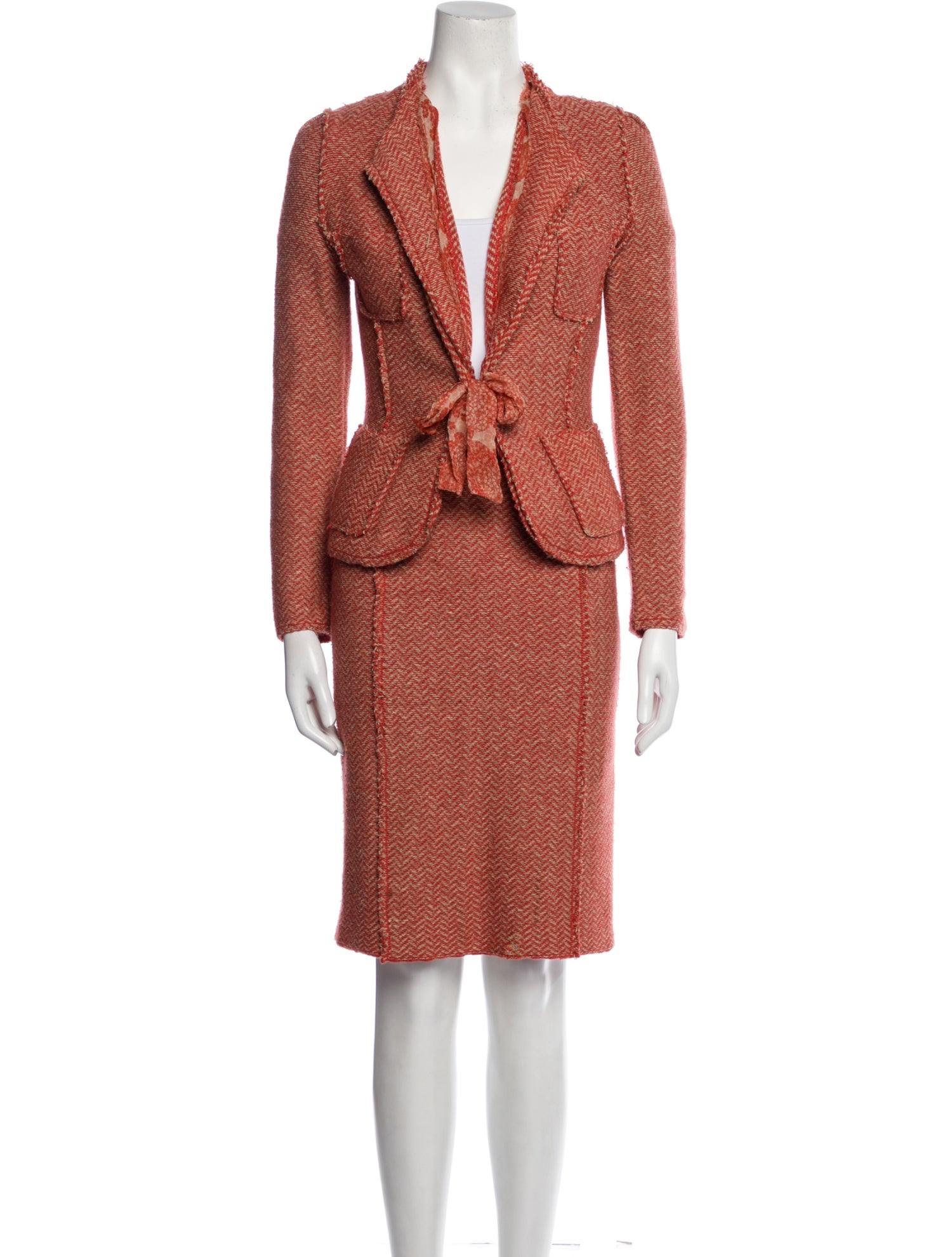 Carolina Herrera Silk Raw-Edge Trim Skirt Set