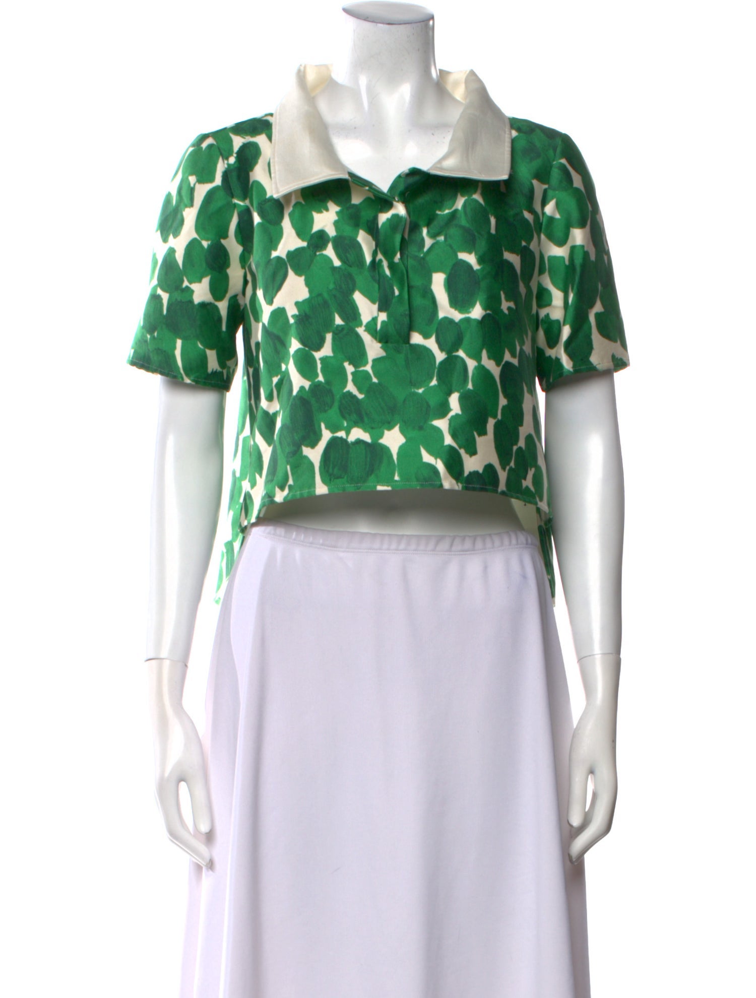 Carolina Herrera Printed Short Sleeve Crop Top