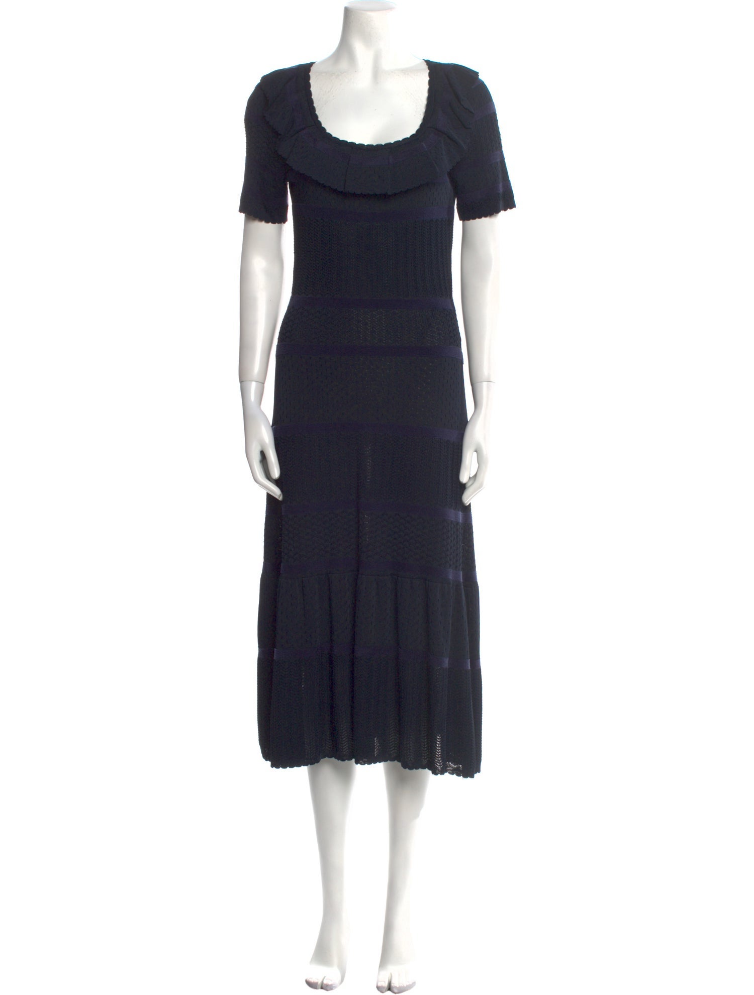 Carolina Herrera Scoop Neck Midi Length Dress