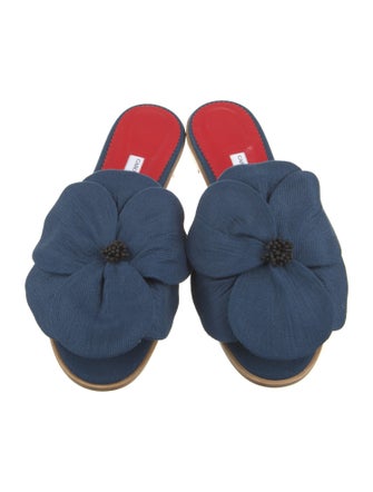 Carolina Herrera Floral Print Ruffle Embellishment Slides