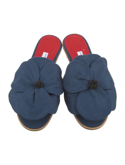 Carolina Herrera Floral Print Ruffle Embellishment Slides