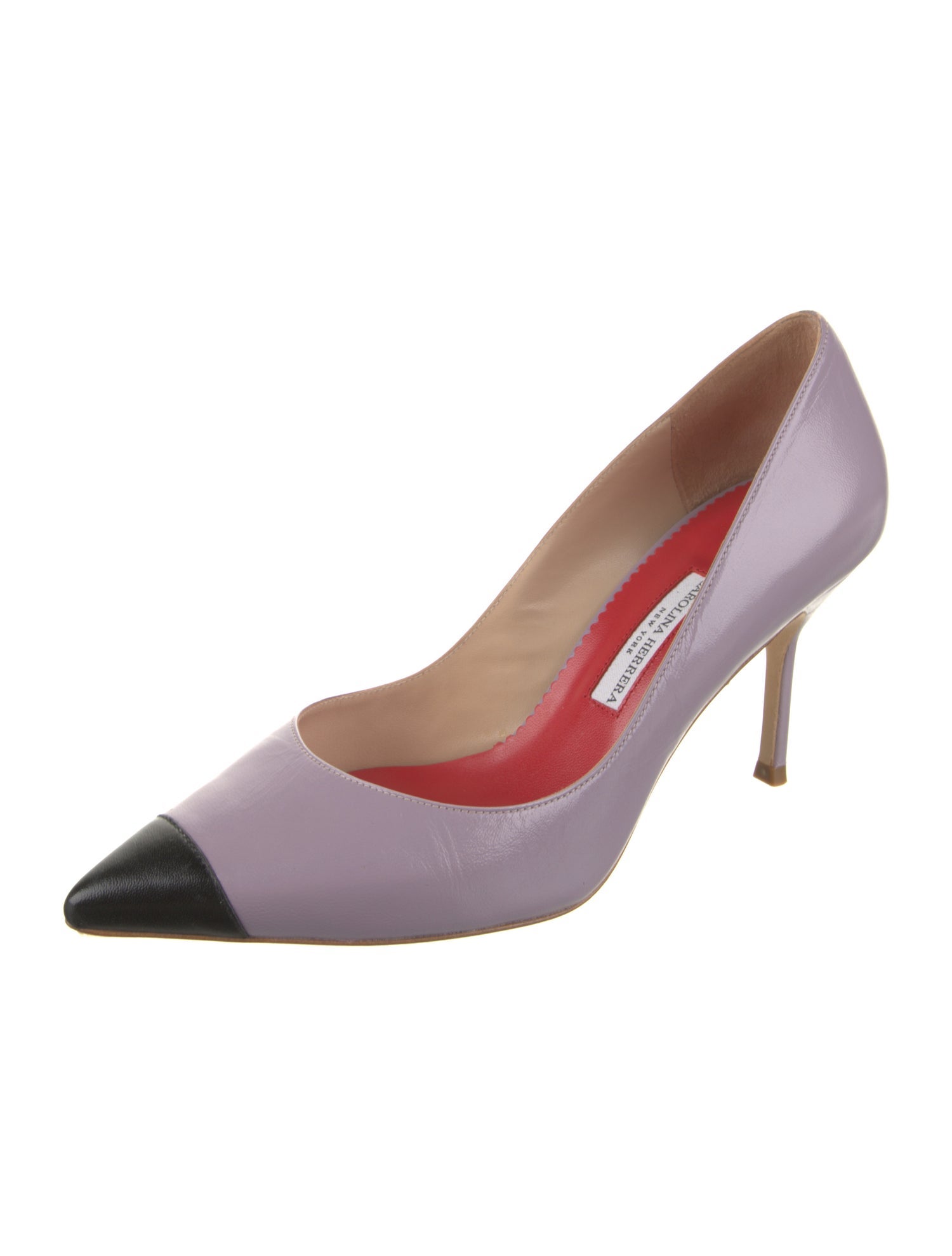 Carolina Herrera Leather Colorblock Pattern Pumps
