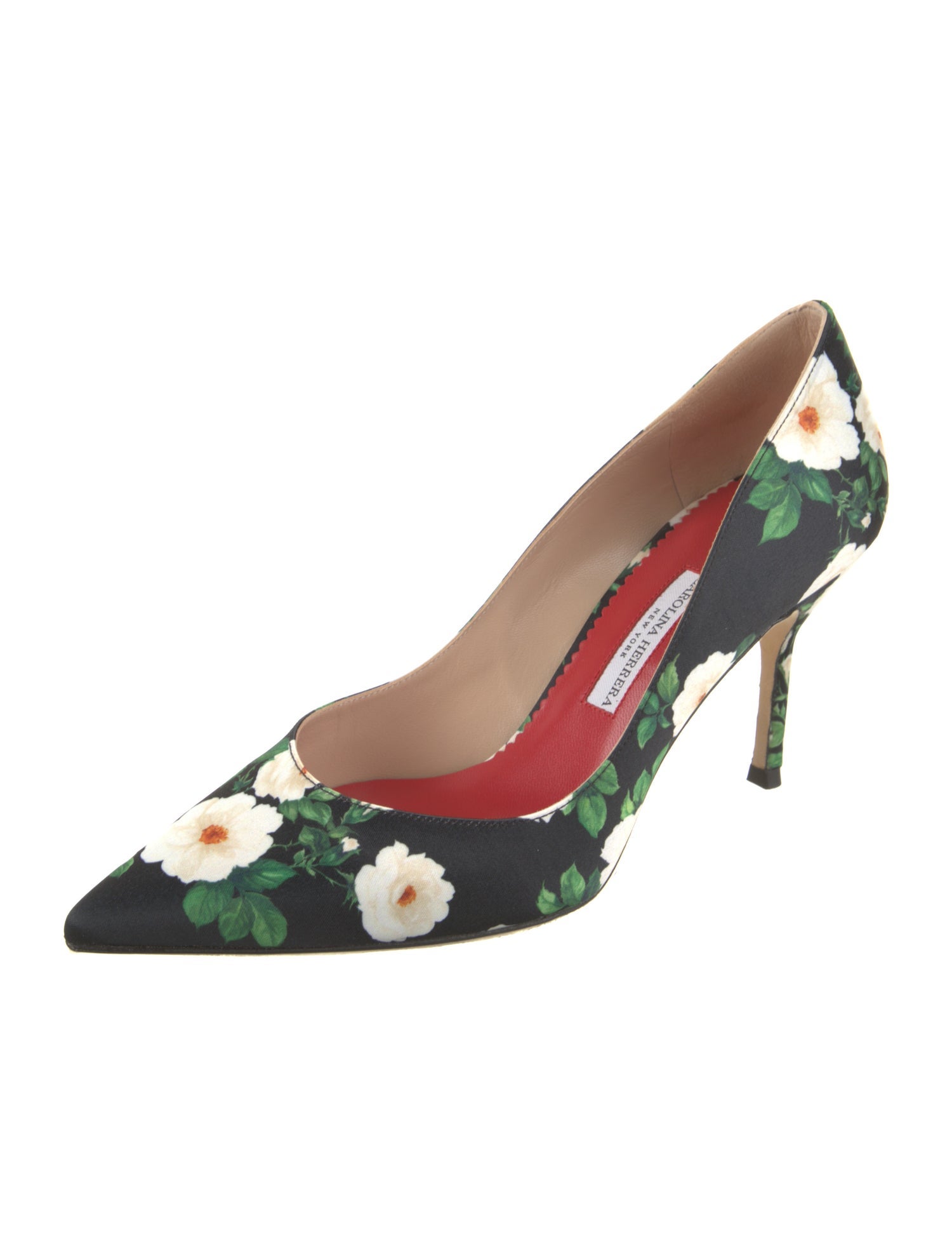 Carolina Herrera Canvas Floral Print D'Orsay Pumps