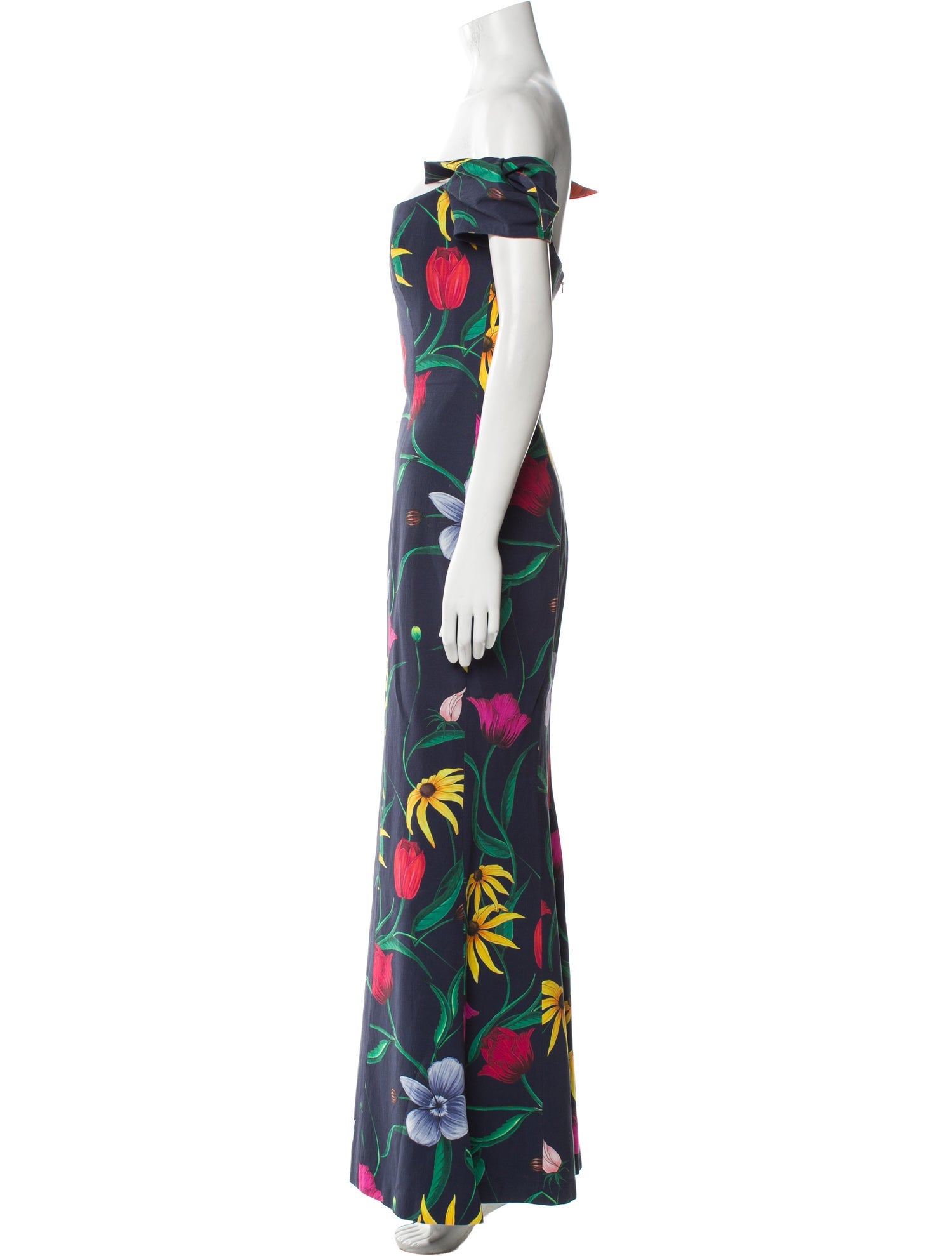 Carolina Herrera Floral Print Long Dress