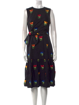 Carolina Herrera Floral Print Midi Length Dress