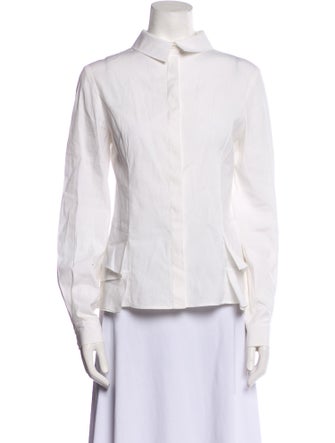 Carolina Herrera Long Sleeve Button-Up Top