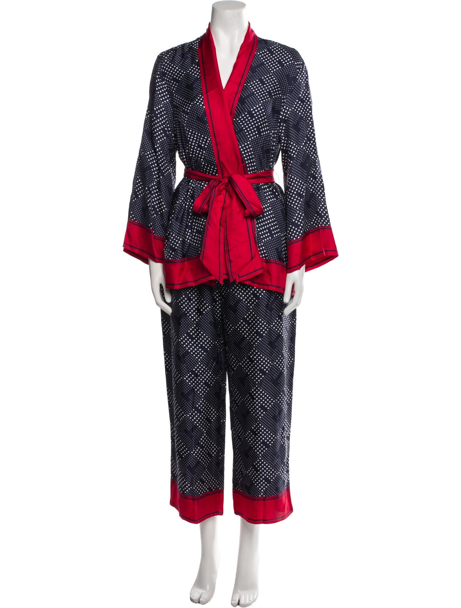 Carolina Herrera Silk Polka Dot Print Pant Set