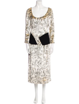 Carolina Herrera Velvet Midi Length Dress