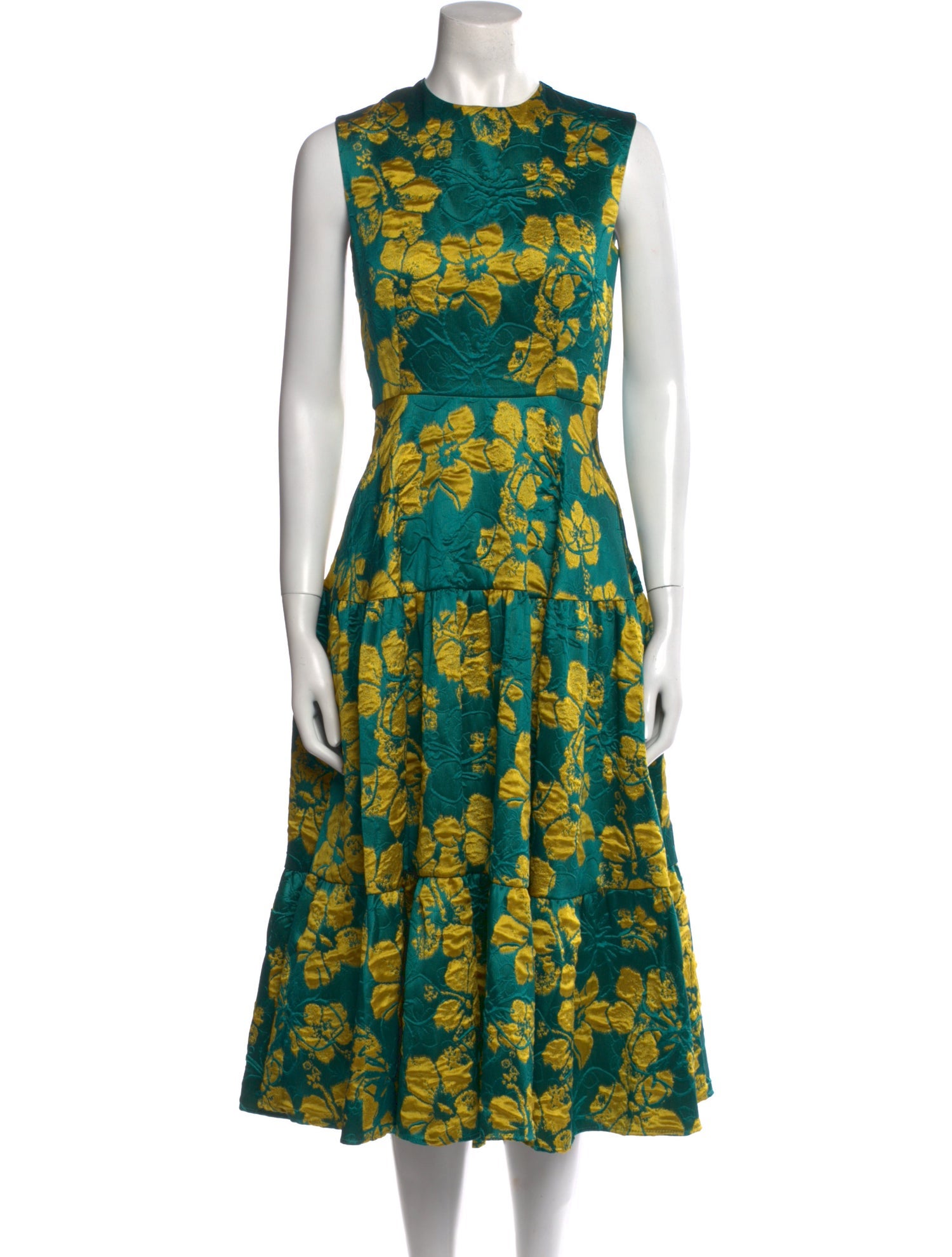 CH Carolina Herrera Floral Print Midi Length Dress