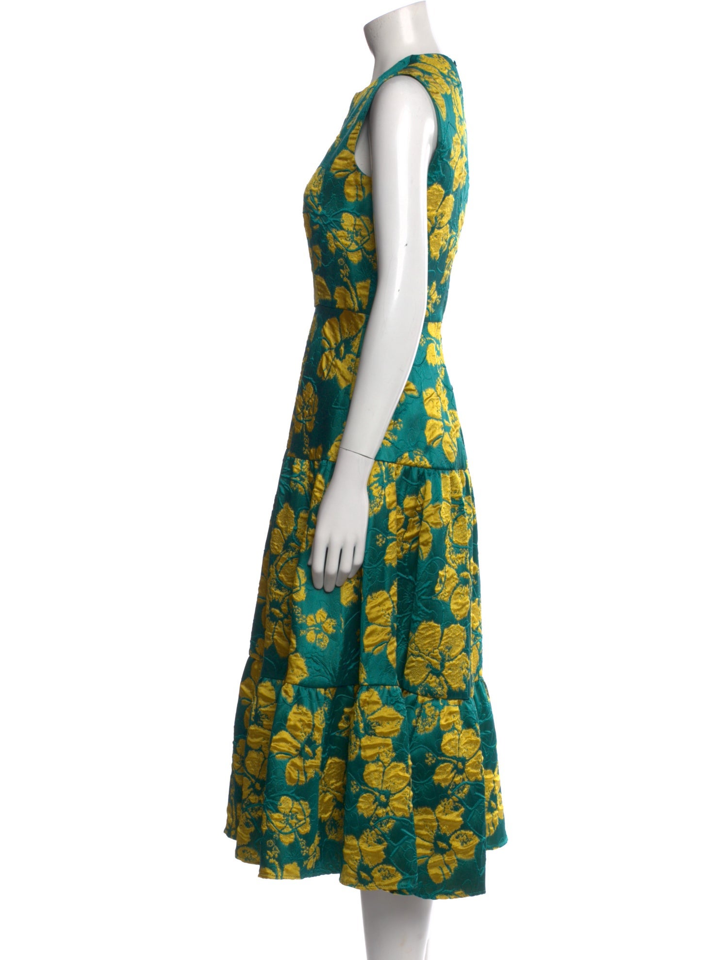 CH Carolina Herrera Floral Print Midi Length Dress