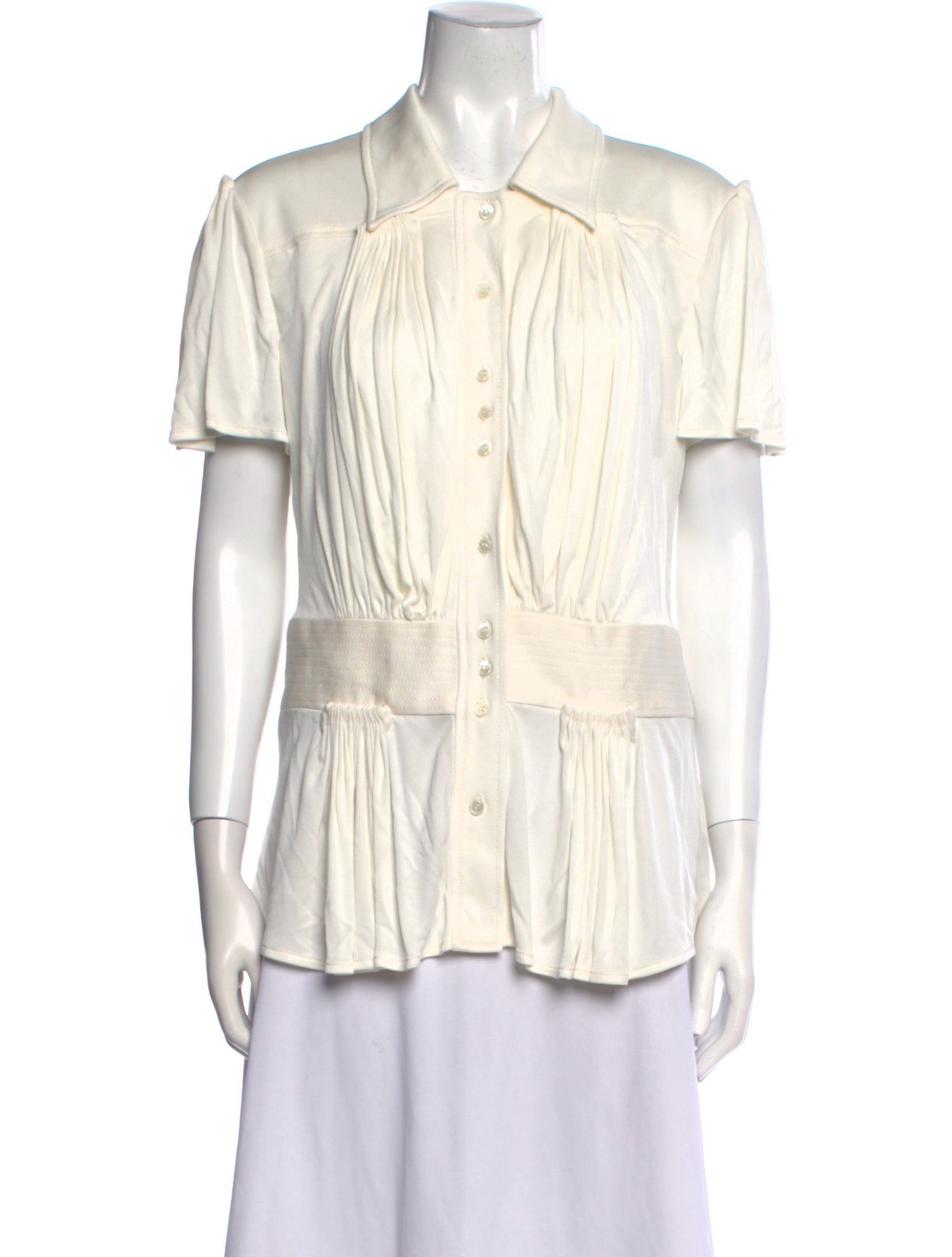 Carolina Herrera Short Sleeve Button-Up Top