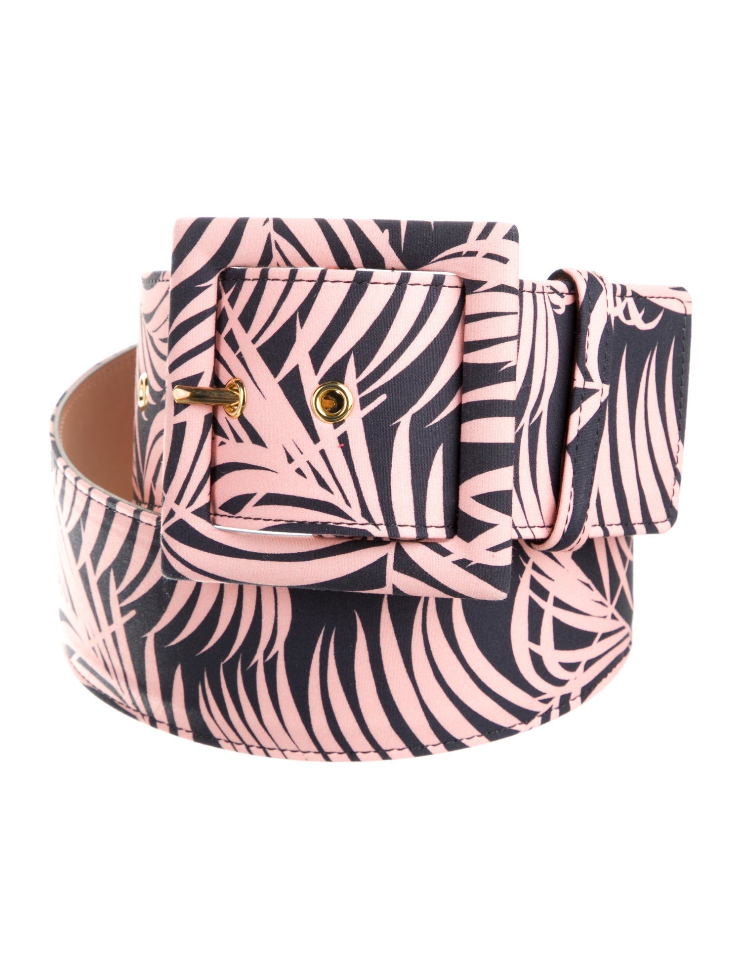 Carolina Herrera Wide Leather Trim Embellishment Waist Belt