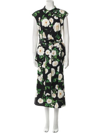 Carolina Herrera Floral Print Long Dress